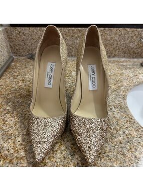 Jimmy Choo Gold Glitter Heels